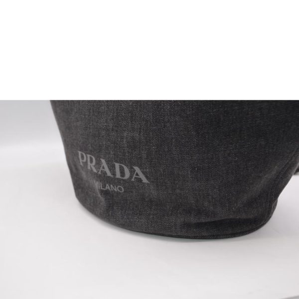 33823 11 Prada Denim 2way Leather Tote Bag Nero