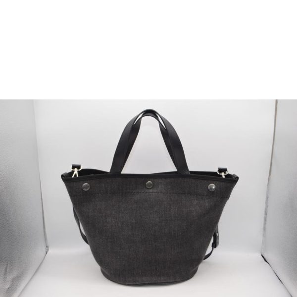 33823 2 Prada Denim 2way Leather Tote Bag Nero