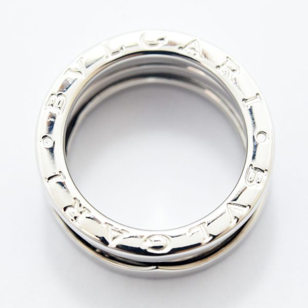 3393 6 BVLGARI White Gold Diamond Ring Double Logo