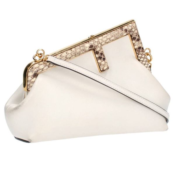 35052 231127 0155 1 Fendi Small Python Switch Leather Shoulder Bag White