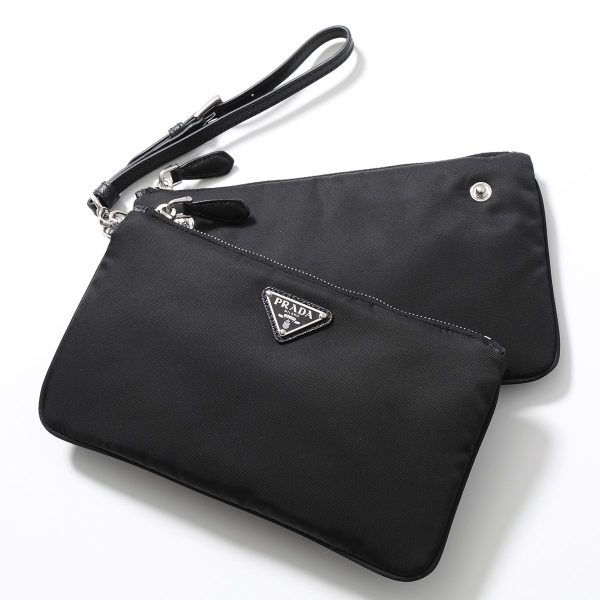 350721050 5 Prada Clutch Bag Pouch with Wristlet Re Nylon Triangle Logo