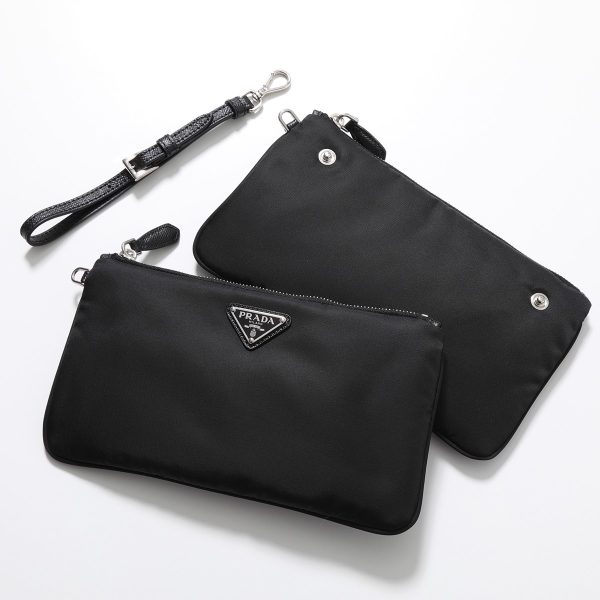 350721050 9 Prada Clutch Bag Pouch with Wristlet Re Nylon Triangle Logo