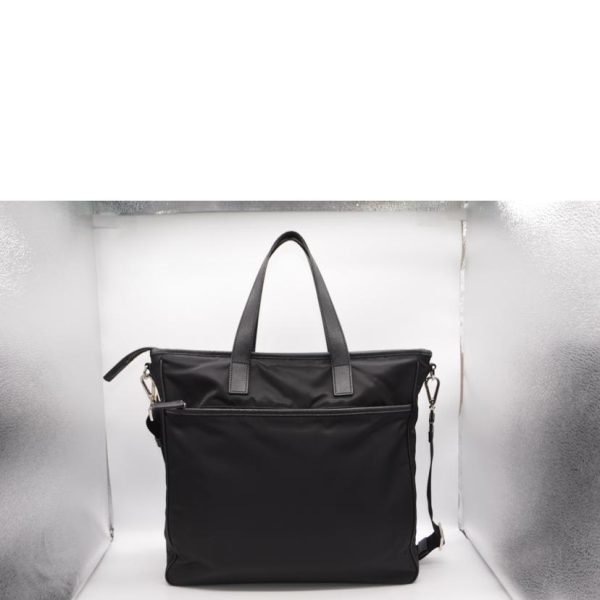 35139 2 Prada Tessuto Saffiano 2Way Leather Tote Nero