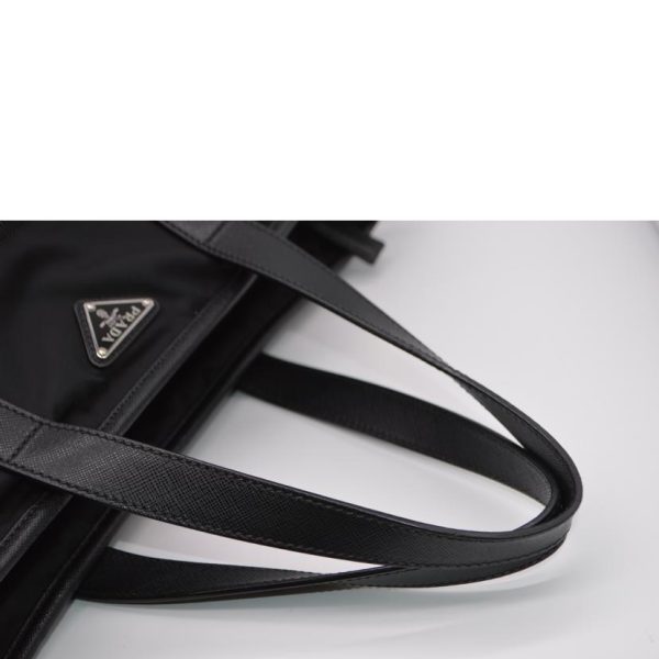 35139 5 Prada Tessuto Saffiano 2Way Leather Tote Nero