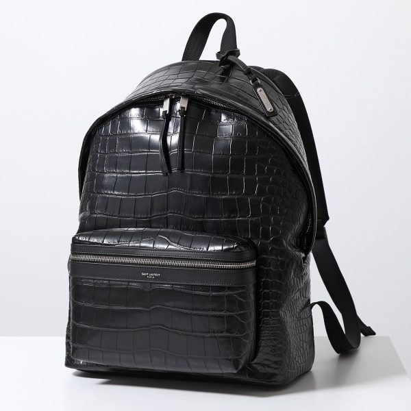 360416118 1 Saint Laurent City Backpack Crocodile Embossed Leather