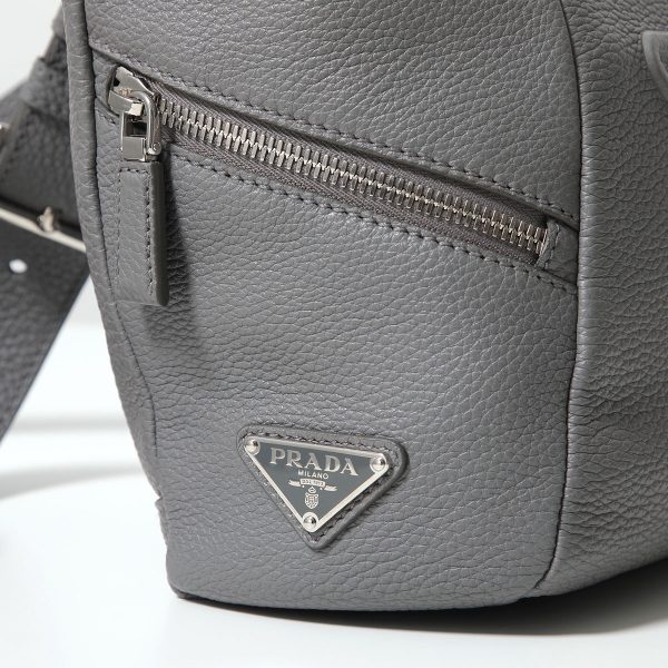 360514725 13 PRADA Shoulder Bag Vitello Dino Leather Black