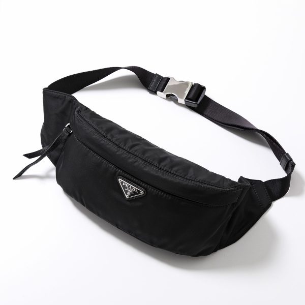 360620201 1 Prada Body Belt Bag Triangle Logo Crossbody Nero