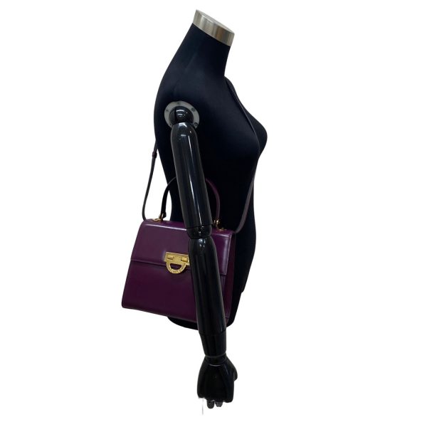 361a1385088 3 Celine Vintage Logo Hardware Leather 2Way Handbag Shoulder Bag Purple