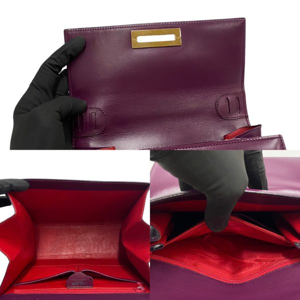 361a1385088 9 Celine Vintage Logo Hardware Leather 2Way Handbag Shoulder Bag Purple