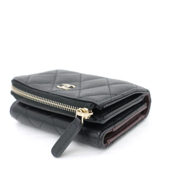 36223 4 Chanel Classic Small Zip Wallet Black