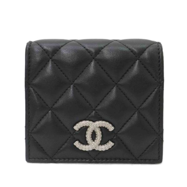 36230 1 Chanel Matelasse Coco Mark Small Wallet Black