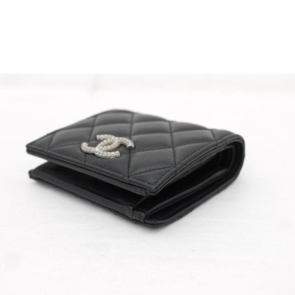 36230 3 Chanel Matelasse Coco Mark Small Wallet Black