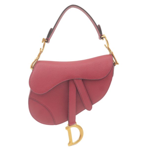 36619 10 1 Christian Dior Bordeaux Leather Saddle Mini Handbag Red