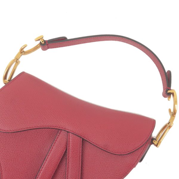 36619 10 4 Christian Dior Bordeaux Leather Saddle Mini Handbag Red