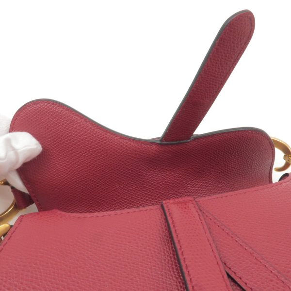 36619 10 8 Christian Dior Bordeaux Leather Saddle Mini Handbag Red