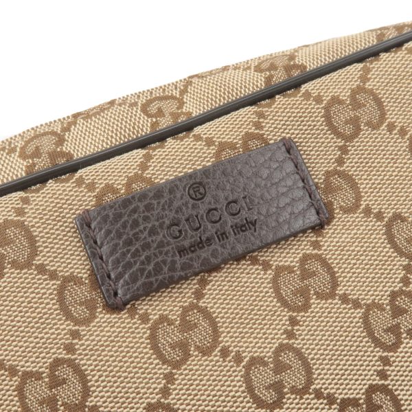 36749 2 7 Gucci GG Canvas Leather Waist Bag Beige Brown