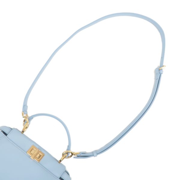 36775 18 4 Fendi Peekaboo Mini Leather Handbag Light Blue