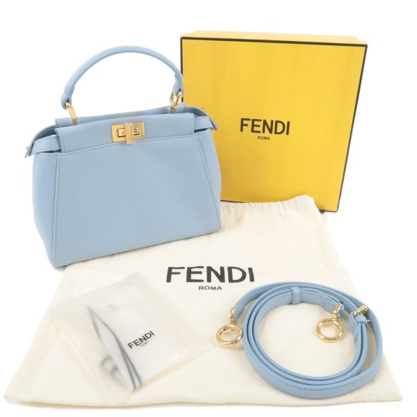 36775 18 9 Fendi Peekaboo Mini Leather Handbag Light Blue