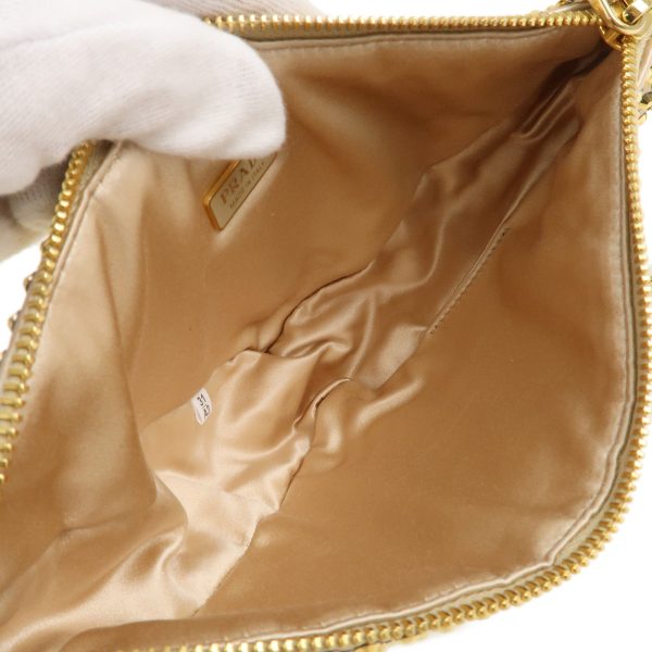 36899 11 10 Prada Satin Rhinestone Leather Shoulder Bag Gold