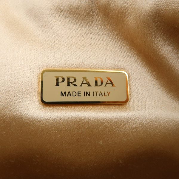 36899 11 11 Prada Satin Rhinestone Leather Shoulder Bag Gold