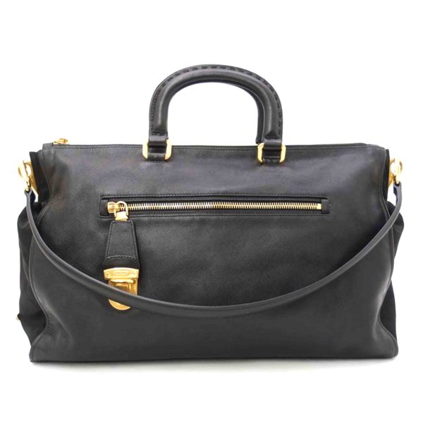 36973 1 Prada Leather 2way Handbag Black