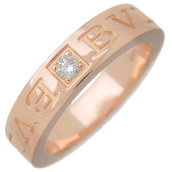 37276 8 1 Bulgari Double Logo Diamond Ring Pink Gold