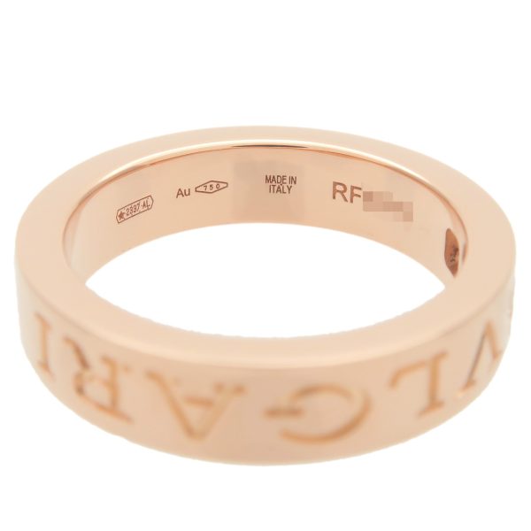 37276 8 4 Bulgari Double Logo Diamond Ring Pink Gold