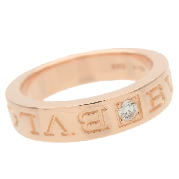 37276 8 5 Bulgari Double Logo Diamond Ring Pink Gold