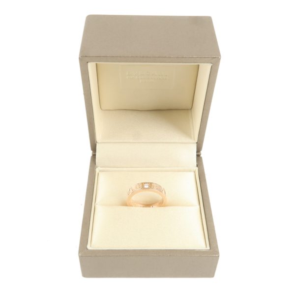 37276 8 6 Bulgari Double Logo Diamond Ring Pink Gold