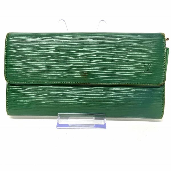 37610888 1 Louis Vuitton Pochette Porte Monet Credit Long Wallet Borneo Green