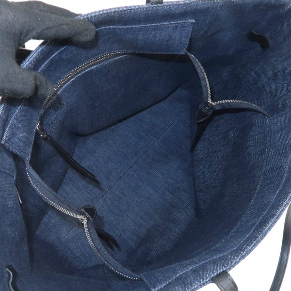 37626 8 10 Prada Denim Leather Tote Bag Blue