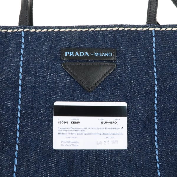 37626 8 12 Prada Denim Leather Tote Bag Blue