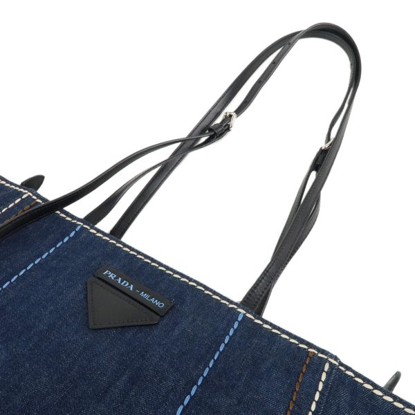 37626 8 5 Prada Denim Leather Tote Bag Blue