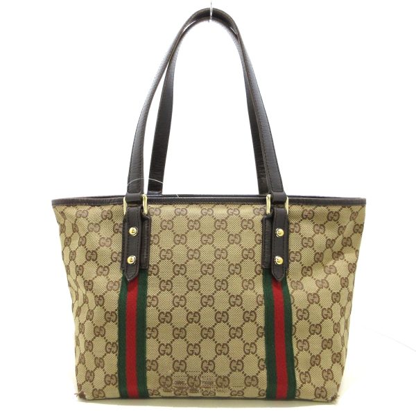 37758858 3 Gucci GG Pattern Tote Bag Beige Dark Brown