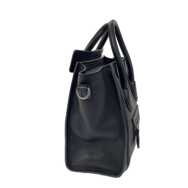 37892798 2 Celine Luggage Nano Shopper Handbag Black Drummed Calf