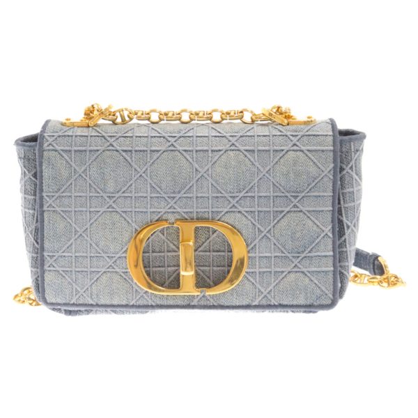 3824d180018 1 DIOR Caro Cannage Small Chain Shoulder Bag Denim Blue