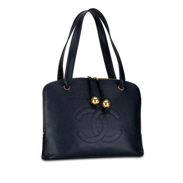 3xanygkeyelr35qp 2 Chanel Decacoco Mark Tote Caviar Skin Bag Navy