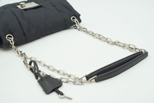 40457 8699h 6 Prada Chain Shoulder Bag Nylon Black