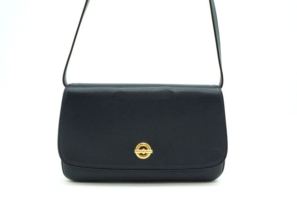 40496 8803h 1 Celine Vintage 2Way Mantel Motif Shoulder Bag Navy