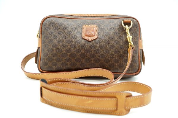 40534 8741h 1 Celine Vintage Macadam Mini Shoulder Bag Clutch Triomflogo Leather Brown