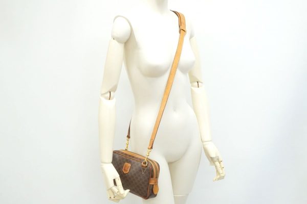 40534 8741h 2 Celine Vintage Macadam Mini Shoulder Bag Clutch Triomflogo Leather Brown