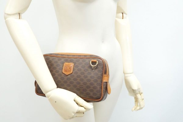 40534 8741h 3 Celine Vintage Macadam Mini Shoulder Bag Clutch Triomflogo Leather Brown