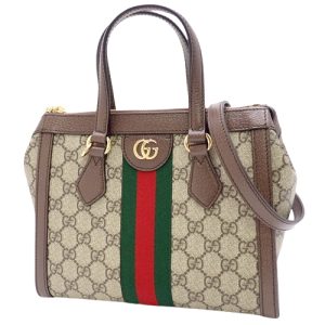 40802074386 1 Gucci GG Canvas Pouch 106647 Beige Brown Canvas Leather