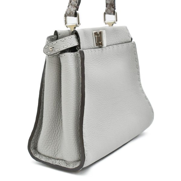 4123f120018 3 Fendi Peekaboo Mini Selleria Python Leather Handbag Gray