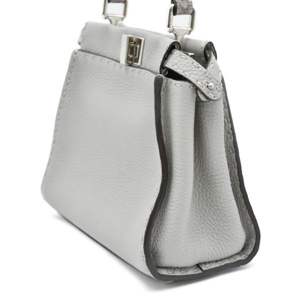 4123f120018 4 Fendi Peekaboo Mini Selleria Python Leather Handbag Gray