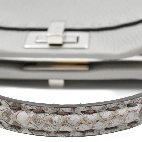 4123f120018 6 Fendi Peekaboo Mini Selleria Python Leather Handbag Gray