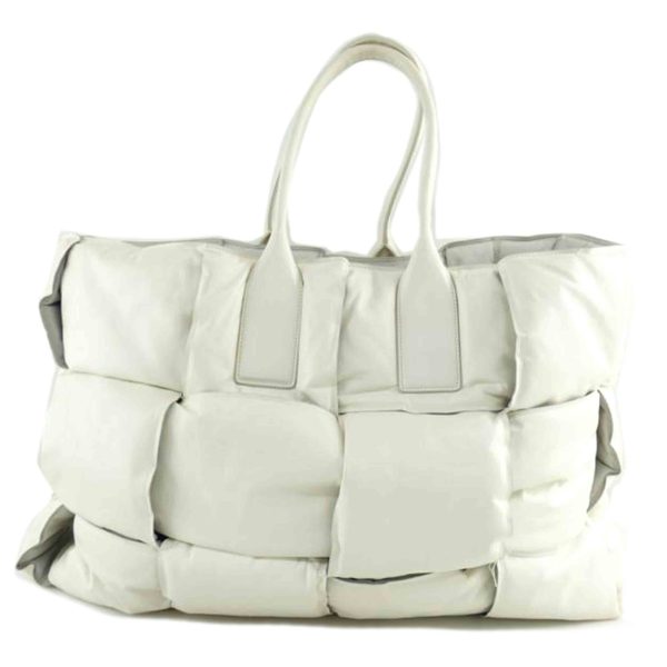 41348 1 Bottega Veneta Leather Squash Tote Bag White