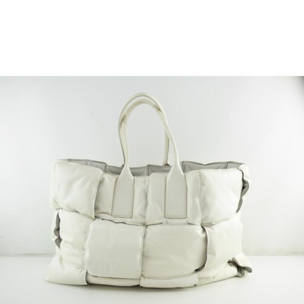 41348 2 Bottega Veneta Leather Squash Tote Bag White