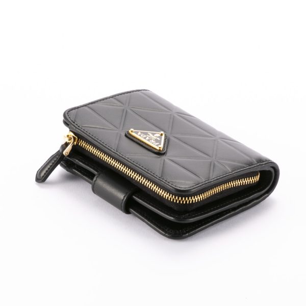 420200kwa490055 3 Prada Soft Calf Triangol Fold Wallet Leather