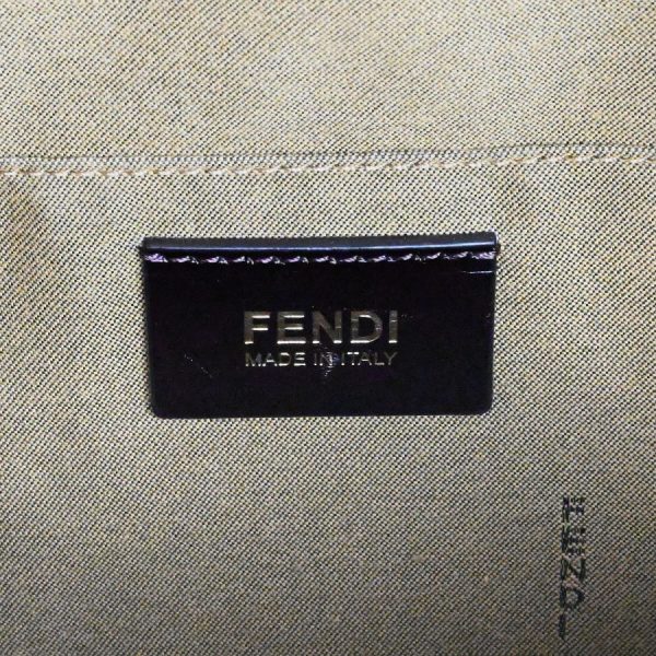 423l0189 01 08 Fendi Zucca Pattern Shoulder Bag Leather Brown